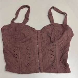 Brown RSQ Eyelet Lace Brown Women's Corset Crop Size Small
